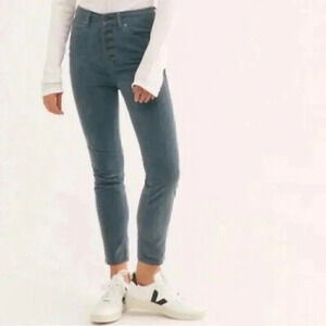 We the Free People Size 26 Sun Chaser Morning Waves Blue Corduroy Skinny Pants